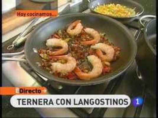 Ternera con langostinos