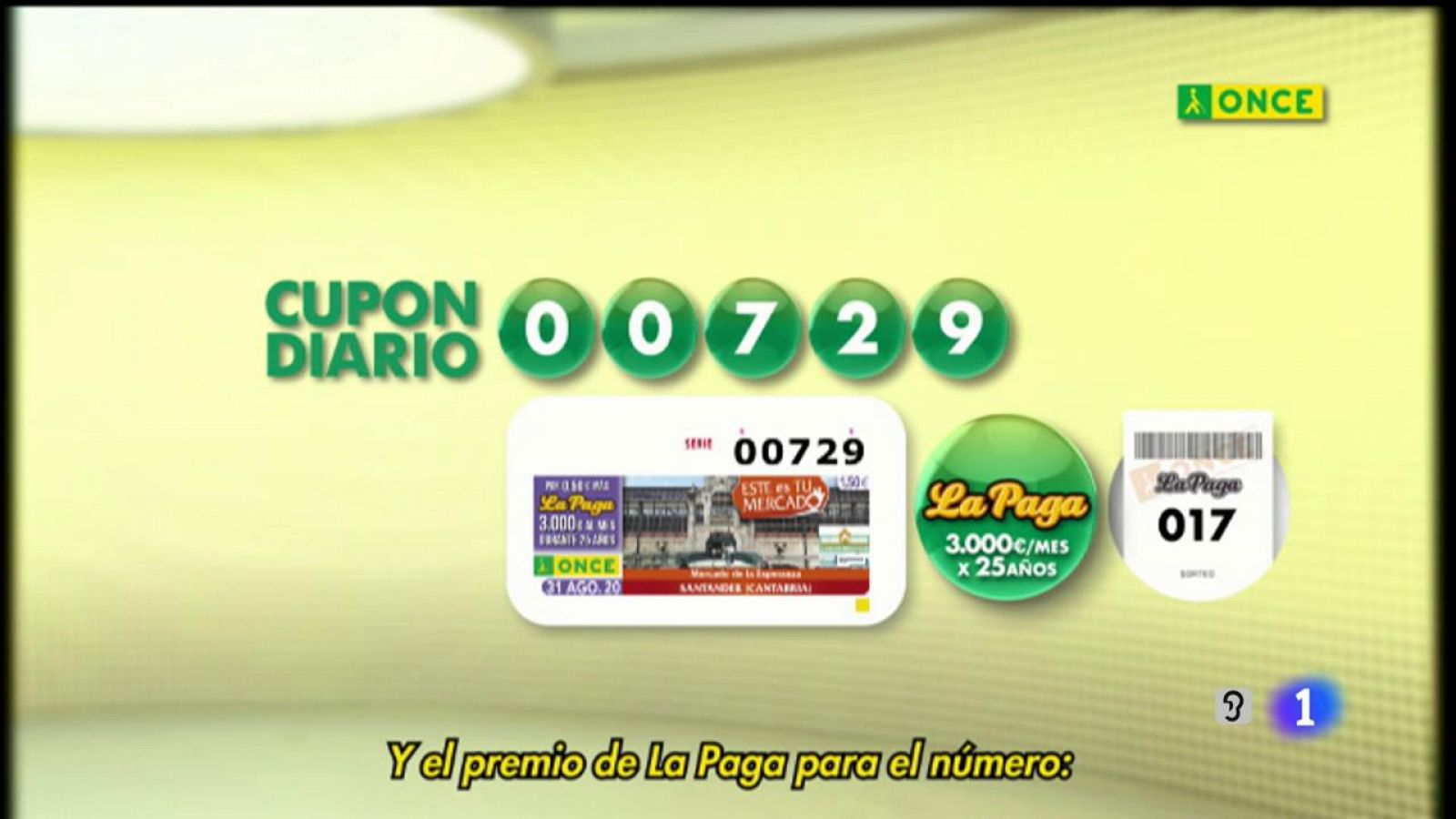 Sorteo ONCE - 31/08/20 - ver ahora