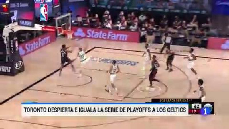 Vídeo: Los Celtics fallan triples e Ibaka los mete: los Raptors empatan la serie