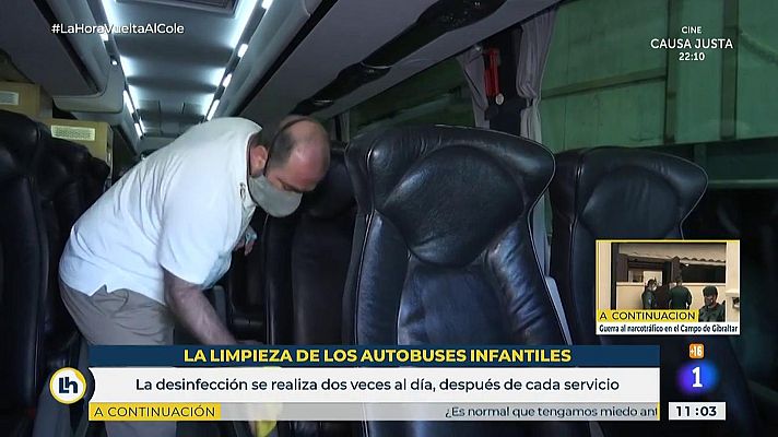 La hora de La 1 - Así se hace la limpieza de los autobuses infantiles
