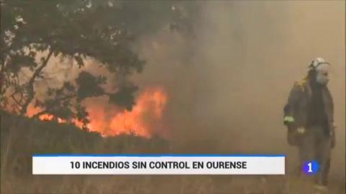Siguen sin control diez incendios en Ourense y son ya 7500 las hectáreas calcinadas