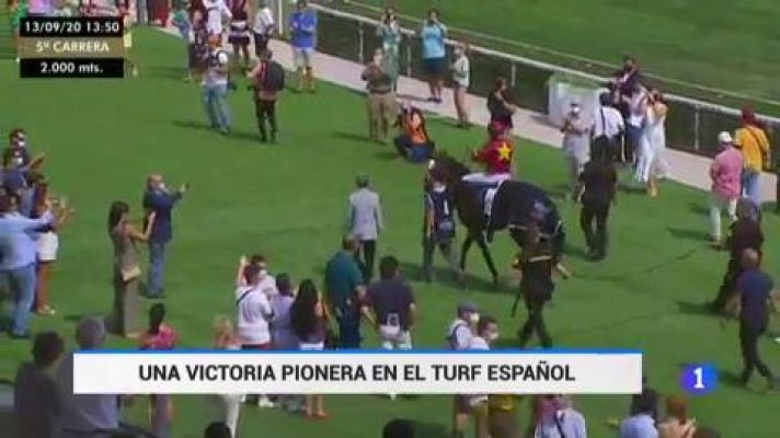 Telediario 1 - Nieves García hace historia en el turf con una victoria muy emotiva