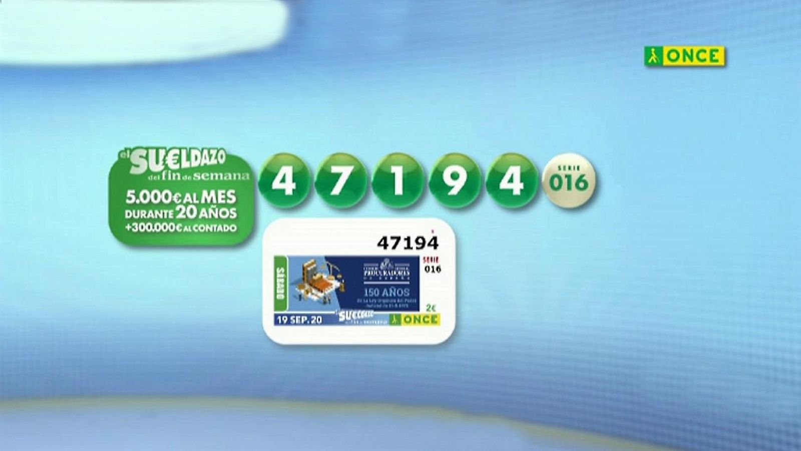 Sorteo ONCE - 19/09/20 - ver ahora