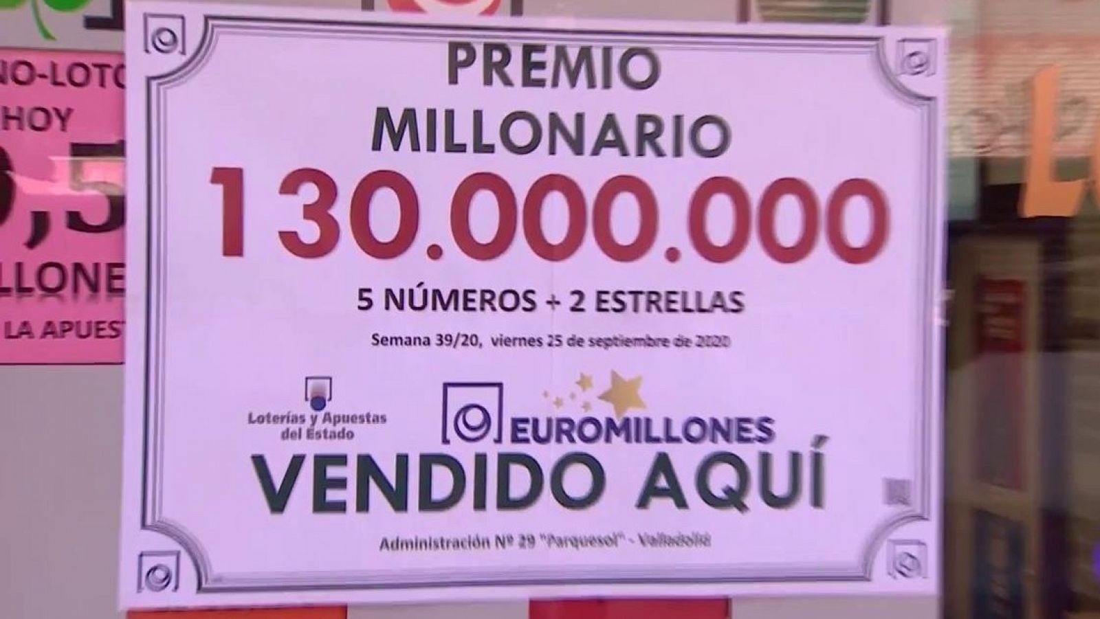 Un vecino de Valladolid gana el bote de 130 millones de Euromillones
