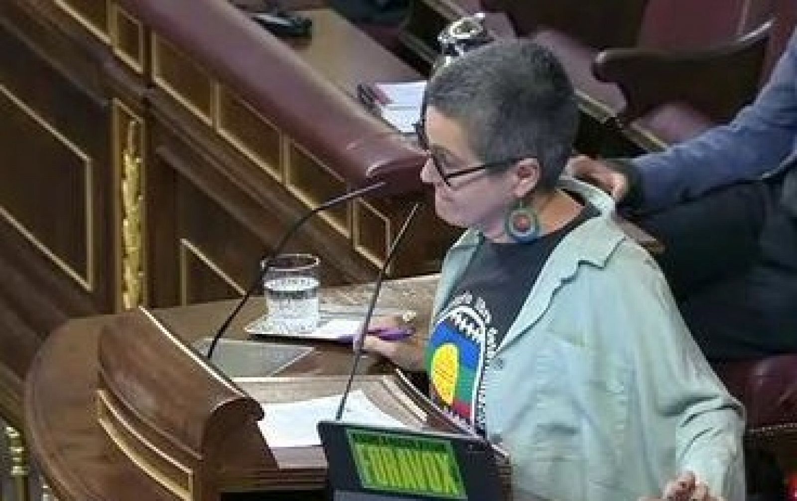 Rifirrafe en el Congreso por un pegatina de ERC que decía 'Fuera Vox'