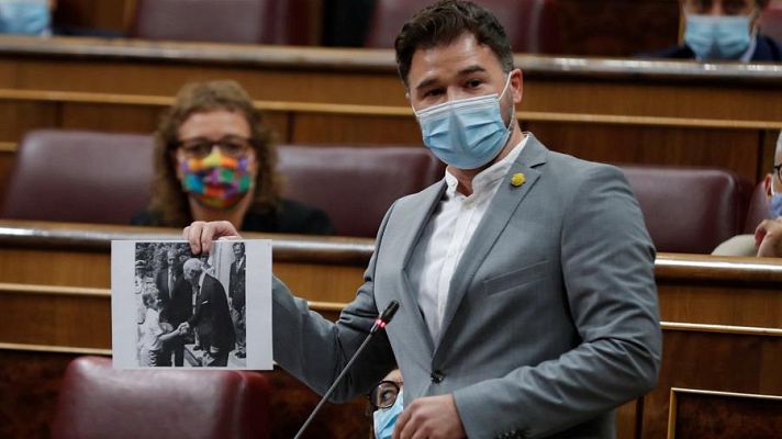 Rufián dice que a Felipe VI solo le votó Franco y que es el diputado número 53 de Vox en el Congreso   