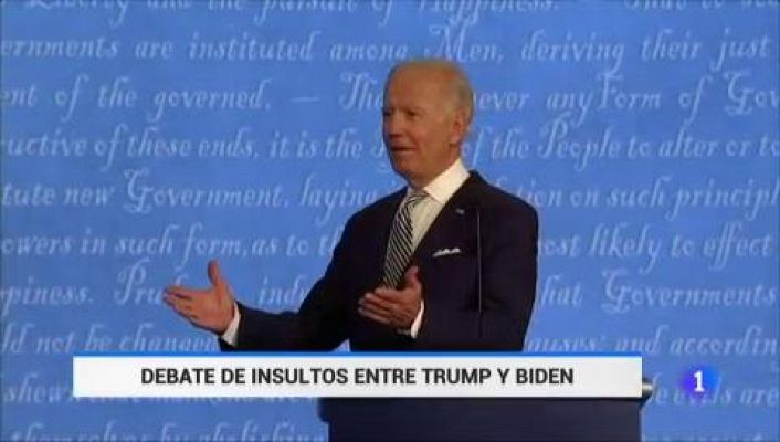 Telediario 1 - Trump intenta desorientar a Biden en un primer debate caótico y agrio