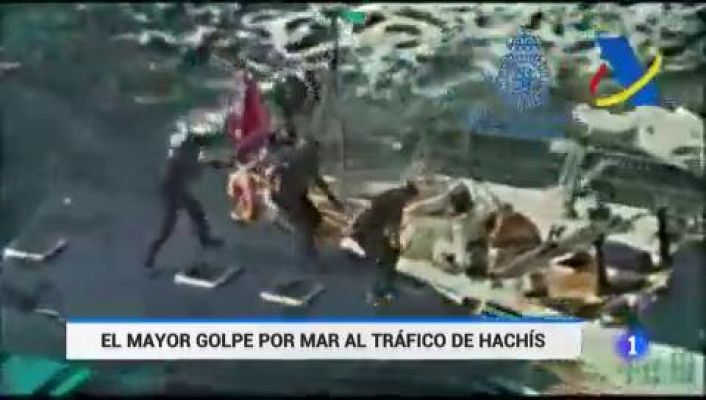 Telediario 1 - Incautan 35 toneladas de droga en la mayor operación por mar contra el tráfico de hachis en España