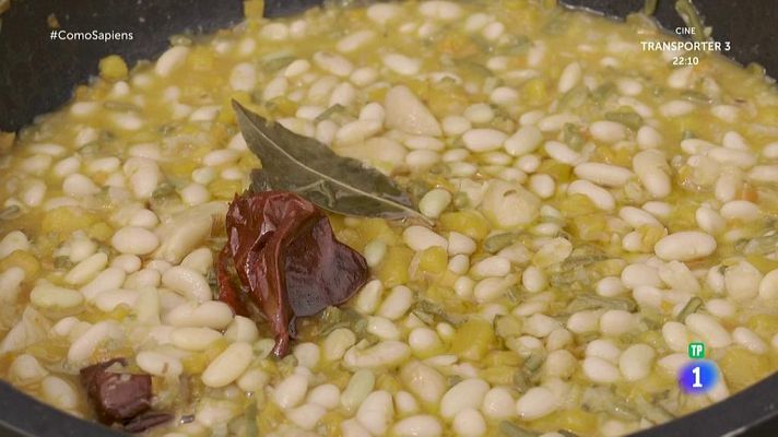 Pochas a la riojana con sarmientos con guindillas