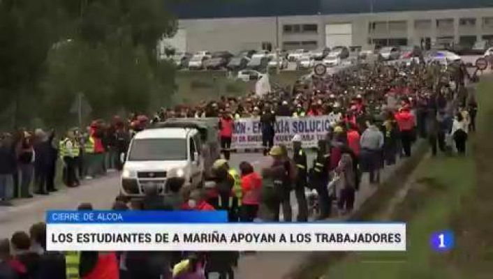 Telediario 1 - Los estudiantes de A Mariña se echan a la calle para pedir "un futuro" para Alcoa