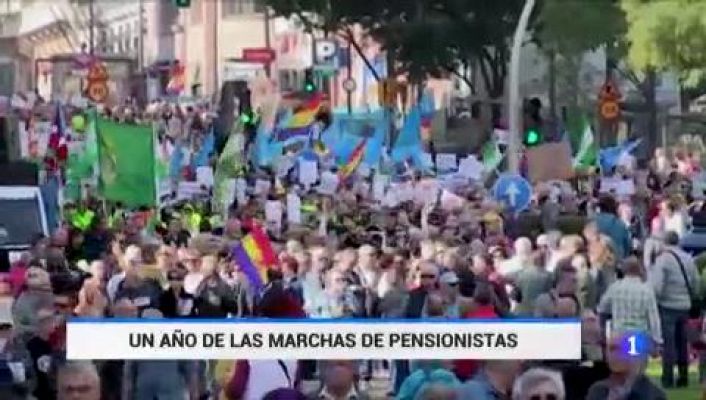 Telediario 1 - La movilización de los pensionistas cumple un año