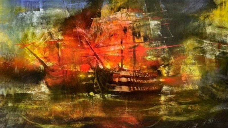 Un joven pintor malagueño recrea la batalla de Trafalgar en 40 cuadros