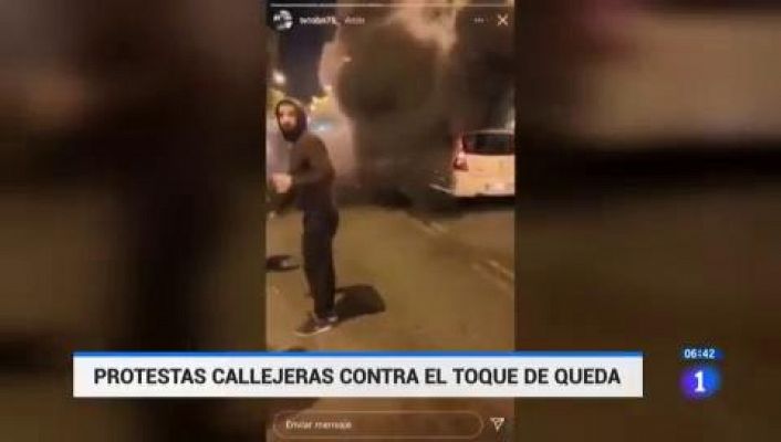 Telediario 1 - Disturbios en Sevilla tras una protesta en contra del toque de queda