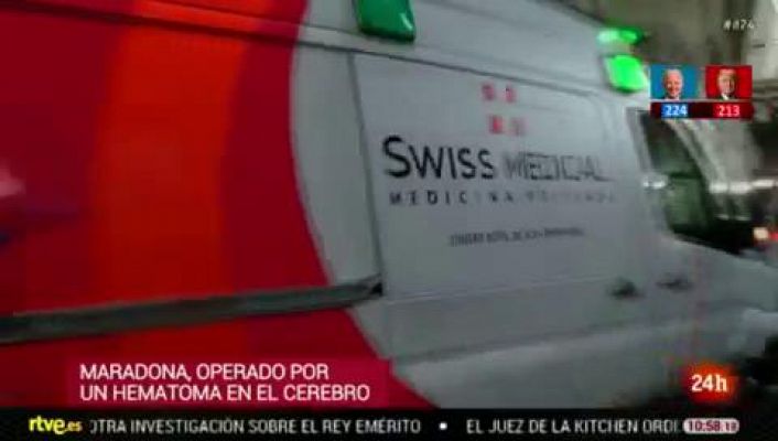 Telediario 1 - Maradona, operado con éxito de un hematoma en el cerebro
