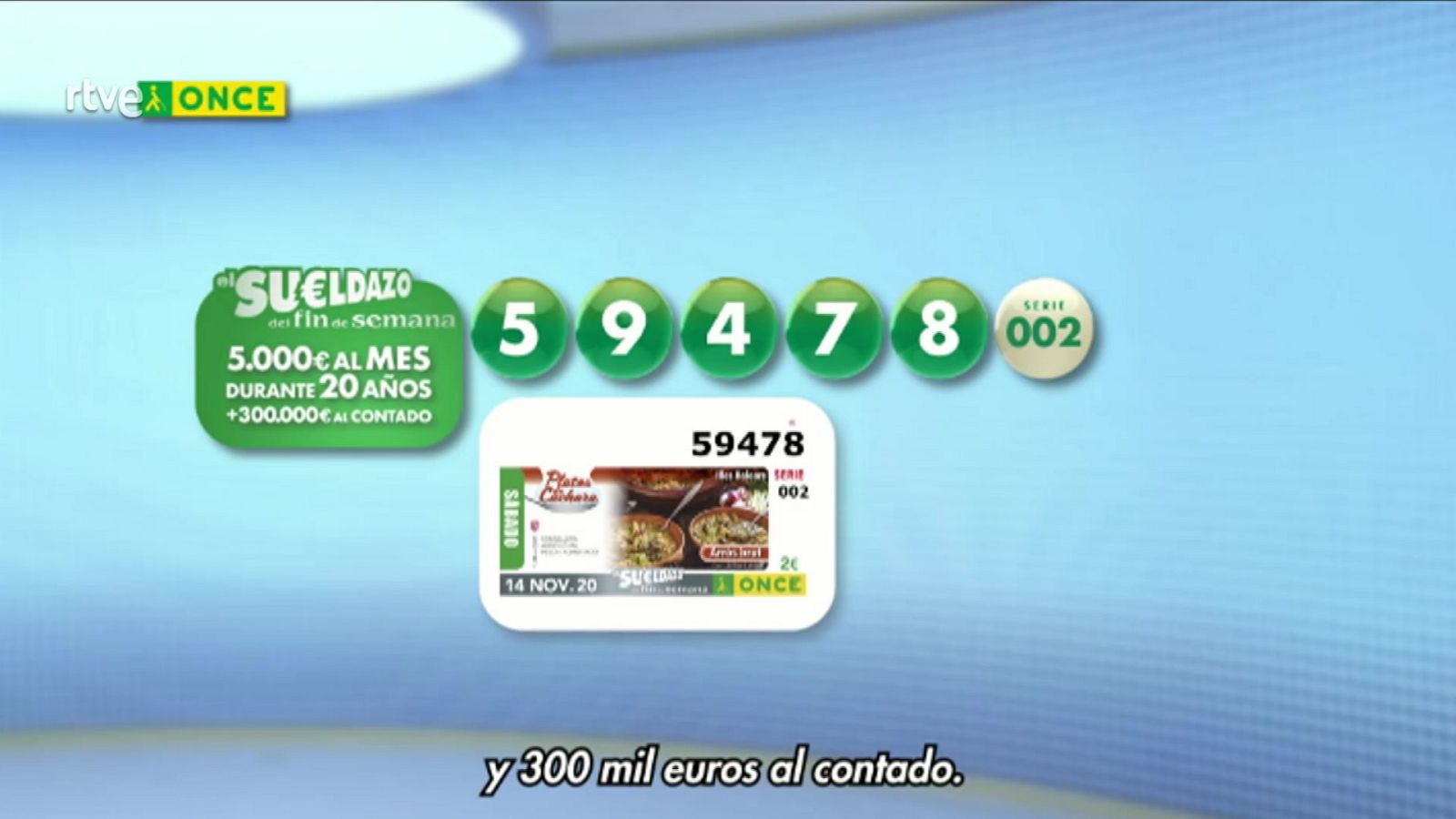 Sorteo ONCE - 14/11/20 - ver ahora