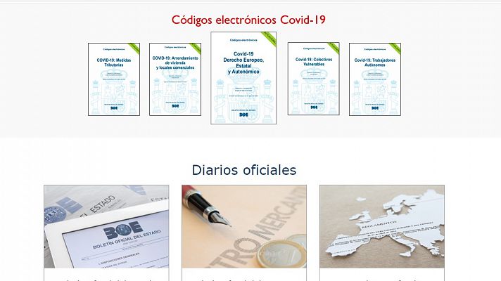 Telediario 1 - La pandemia pone a prueba al BOE, que sale puntual con toda su plantilla teletrabajando