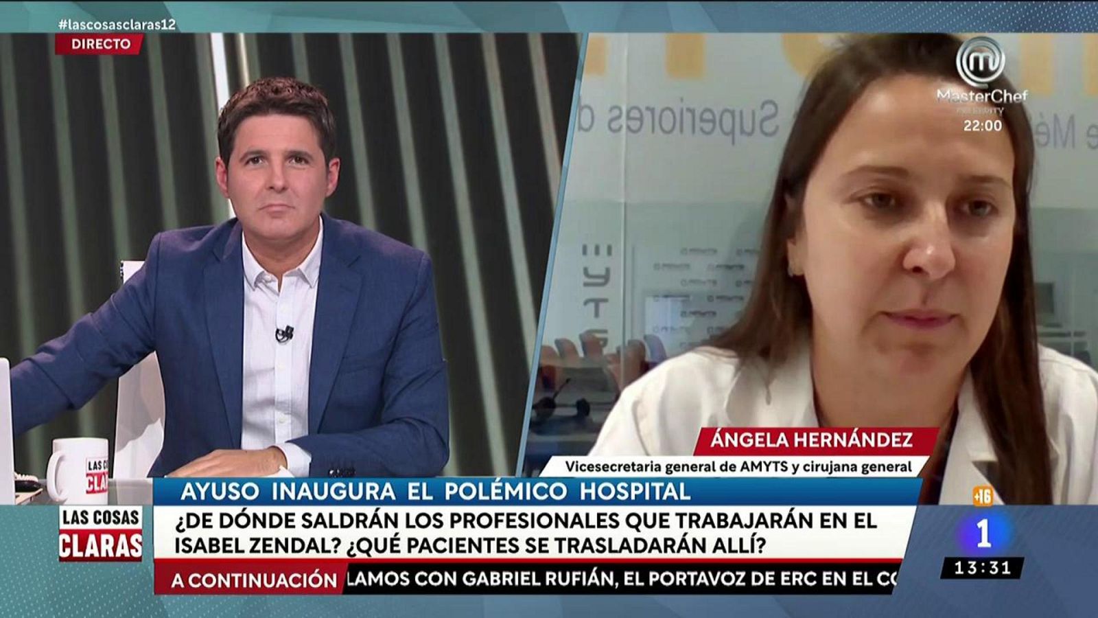 Ángela Hernández, cirujana y vicesecretaria de AMYTS: "Esperamos que no se haga un traslado forzoso del personal ahora mismo necesario en los hospitales tradicionales"