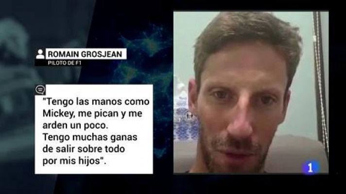Telediario 1 - Grosjean bromea tras salvar la vida