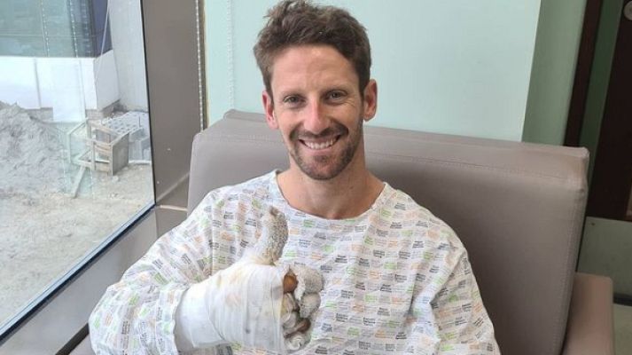 Telediario 1 - Grosjean bromea tras salvar la vida