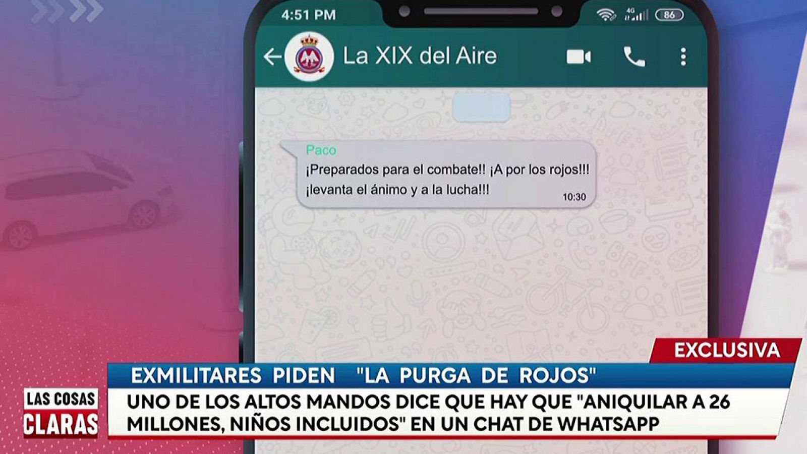 TVE accede al chat de exmilitares que llaman a una "purga de rojos"