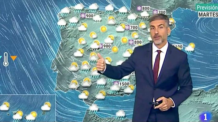 El tiempo - Lluvia en el Cantábrico, nieve en el norte, centro y sureste, y temperaturas más frías