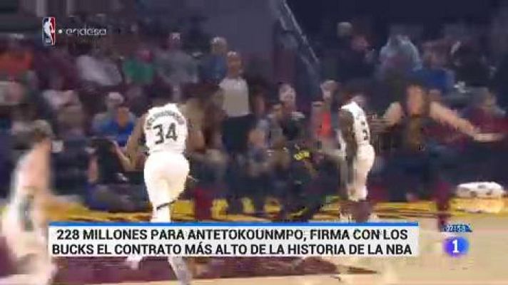 Telediario 1 - Antetokounmpo renueva con los Bucks por 228 millones
