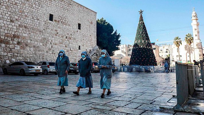Telediario 1 - La ausencia de turistas en Belén hunde en la miseria a los comerciantes y hoteleros de la ciudad