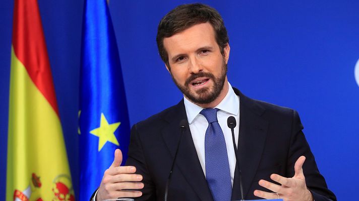 Telediario 1 - Casado critica al "peor Gobierno" de la democracia: "Le define la mentira, la incompetencia y la arrogancia"