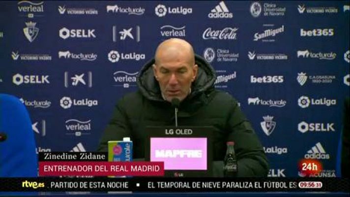 Zidane, tras empatar en Pamplona: "No ha sido un partido  de fútbol, tenía que haberse aplazado"