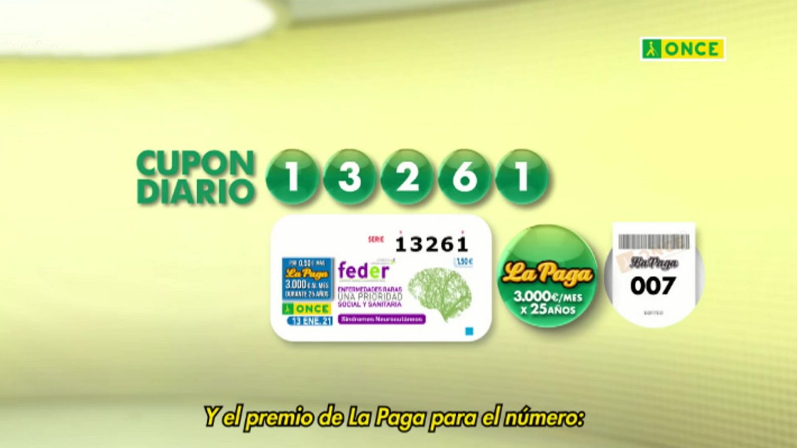 Sorteo ONCE - 13/01/21 - ver ahora