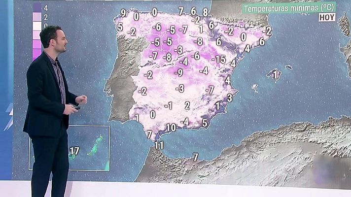 El tiempo - Heladas fuertes en el interior peninsular y temperaturas inferiores a -8ºC