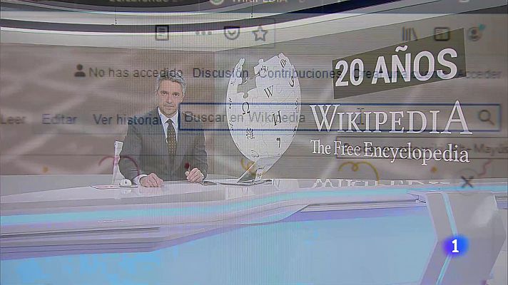 Telediario 1 - Wikipedia, la enciclopedia libre en internet y escrita por voluntarios, cumple 20 años