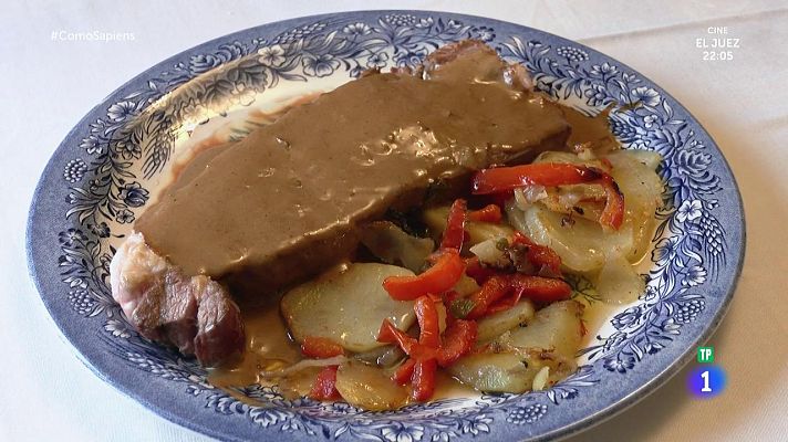 Como sapiens - Receta de entrecot a la salsa de pimienta con papas panaderas