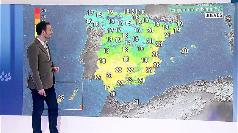 Ascenso térmico casi generalizado con máximas de 25 grados en el Mediterráneo