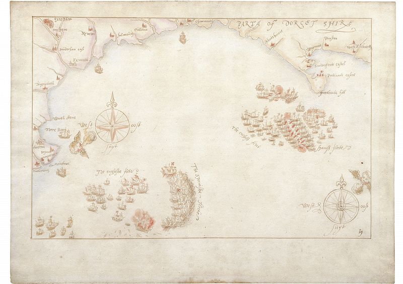 Aparecen en Reino Unido 10 mapas que cuentan el paso por el Canal de la Mancha de la Armada Invencible en 1588