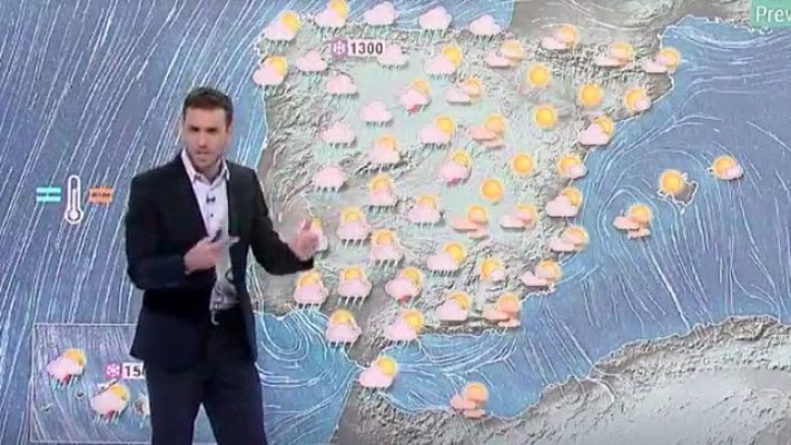 Telediario 1 - La Aemet prevé chubascos fuertes en la mitad norte y temperaturas máximas en aumento