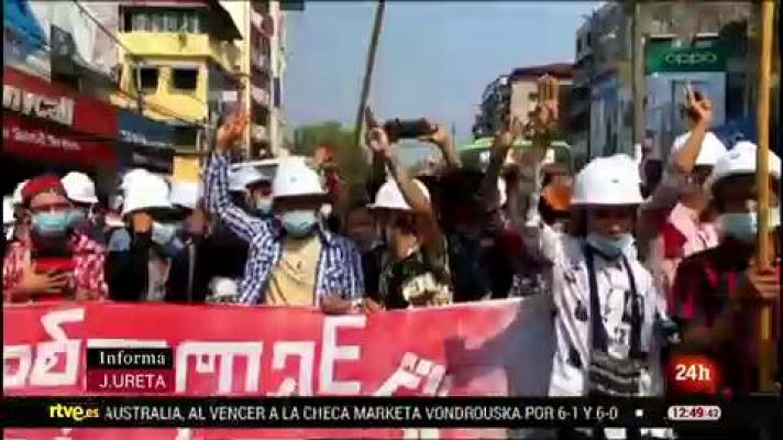Informativo 24h - La junta militar de Birmania bloquea internet mientras miles de personas se manifiestan contra el golpe de Estado