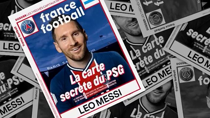 Telediario 1 - France Football viste a Messi con la camiseta del PSG