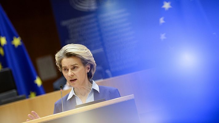 Telediario 1 - Von der Leyen, ante el Parlamento Europeo por las vacunas