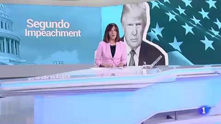Telediario 1 - El 'impeachment' a Trump continúa este viernes con el turno de su defensa mientras sigue lejos del foco mediático tras su salida de la Casa Blanca