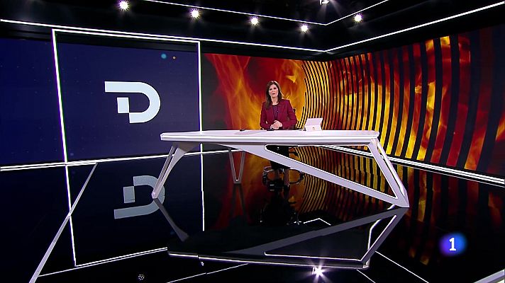 Telediario 1 - Un incendio de grandes dimensiones afecta a Navarra, Guipúzcoa y Francia