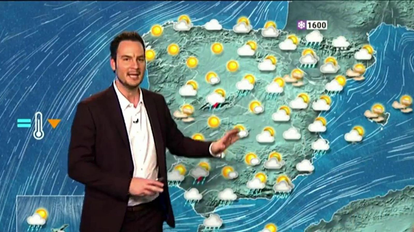 Cielo nuboso con precipitaciones en la mitad sur de Andalucía, Murcia y mitad sur de la Comunidad Valenciana