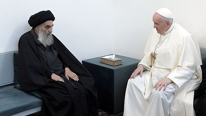 Telediario 1 - El papa Francisco y el ayatolá Ali Al Sistani hablan de la difícil coexistencia entre el islam y el catolicismo en Irak