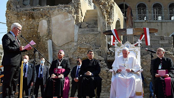 Telediario 1 - El papa rinde homenaje en Mosul a las víctimas de la guerra