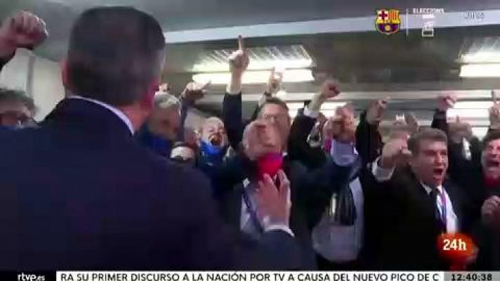 Laporta celebra su elección como presidente del Barça