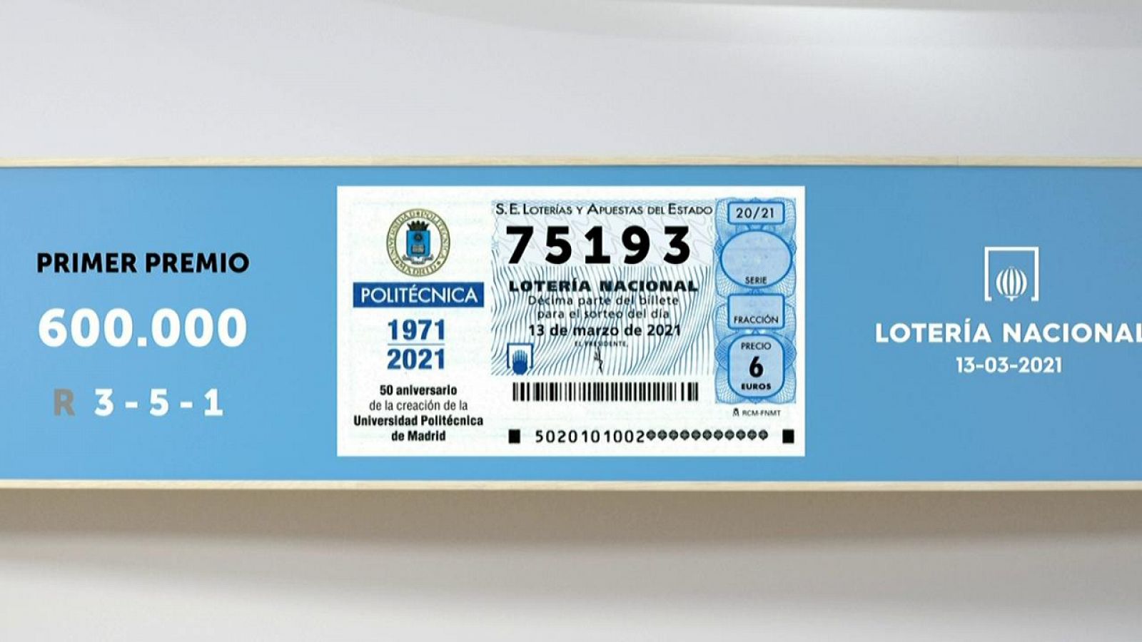 Sorteo de la Lotería Nacional del 13/03/2021 - Ver ahora