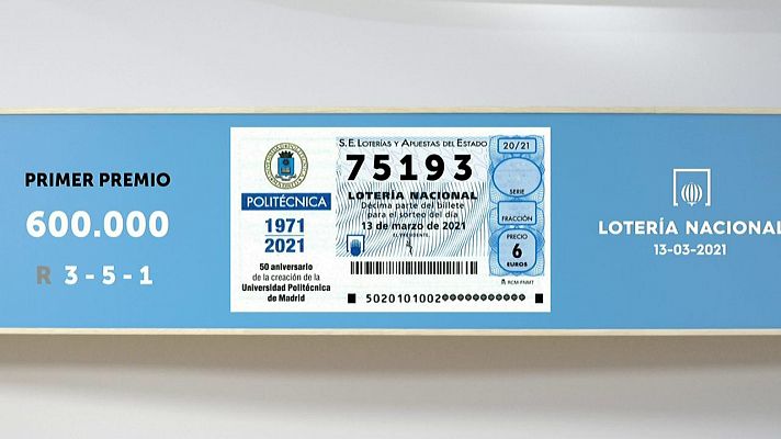 SELAE - Sorteo de la Lotería Nacional del 13/03/2021