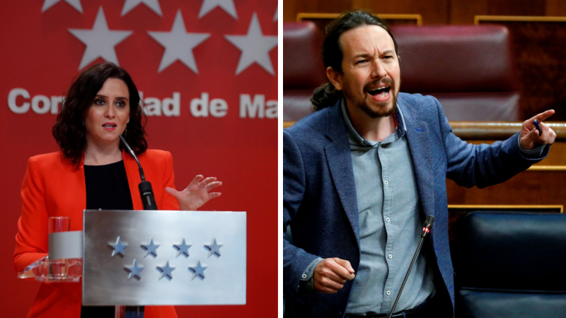 Duelo de Ayuso e Iglesias por la presidencia madrileña