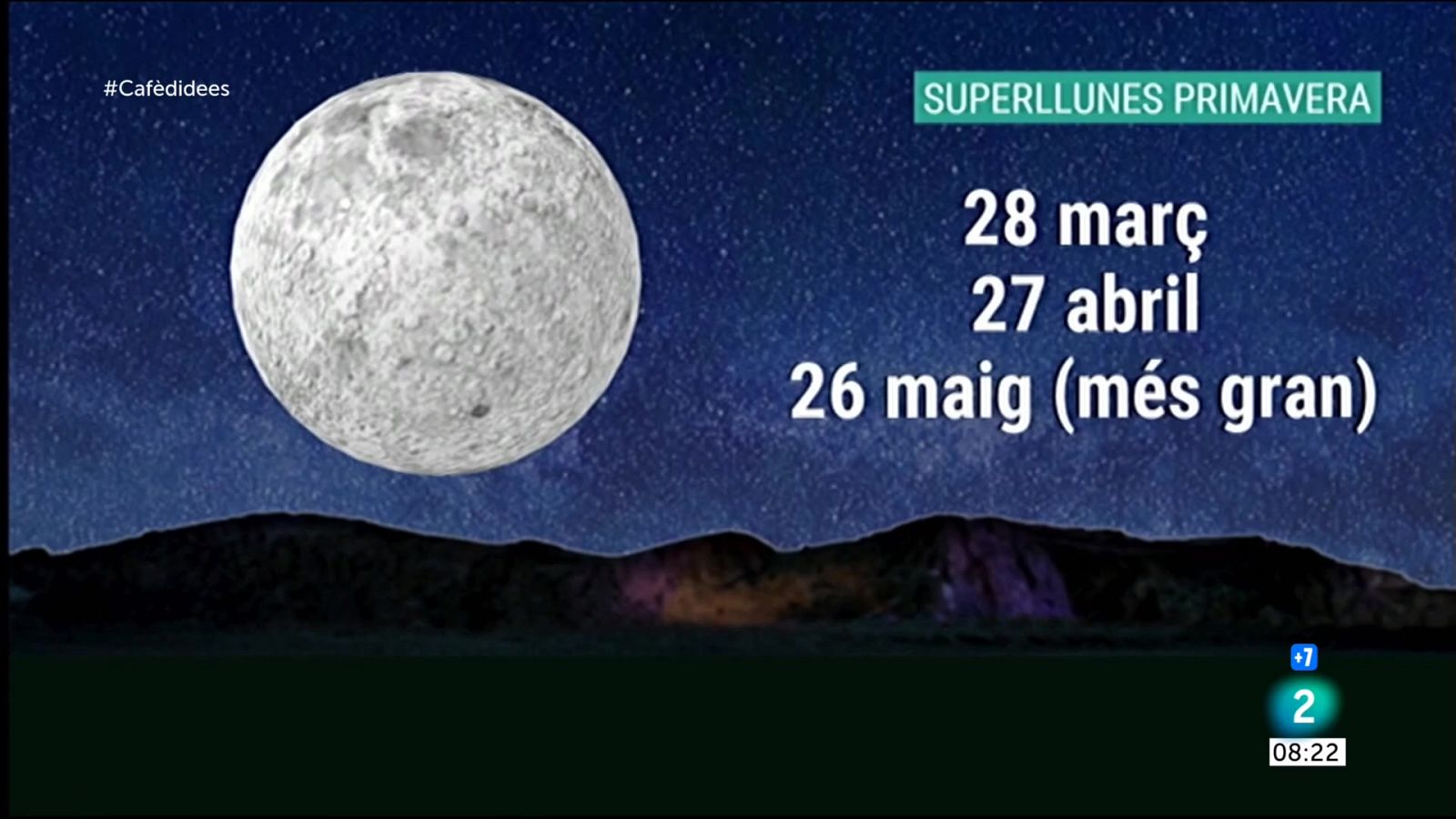 Expliquem al Cafè d'Idees que la quarta lluna més gran i brillant d'enguany arriba aquest, entre d'altres observacions astronòmiques