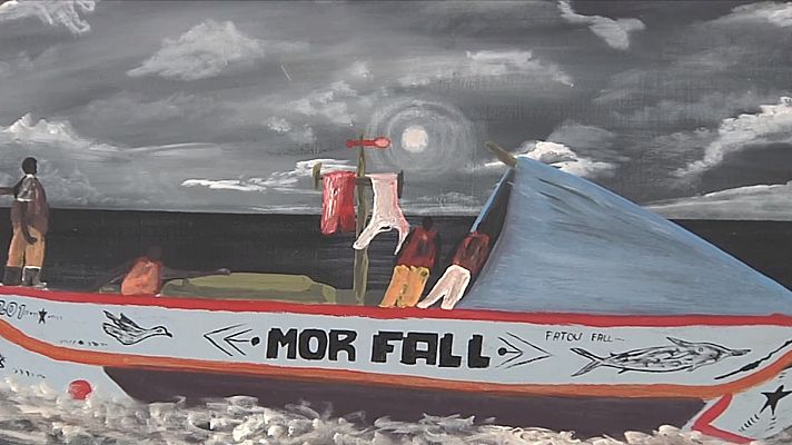 Telediario 1 - La historia de Ibrahim: de recoger fresas a crear arte desde su chabola en Lepe